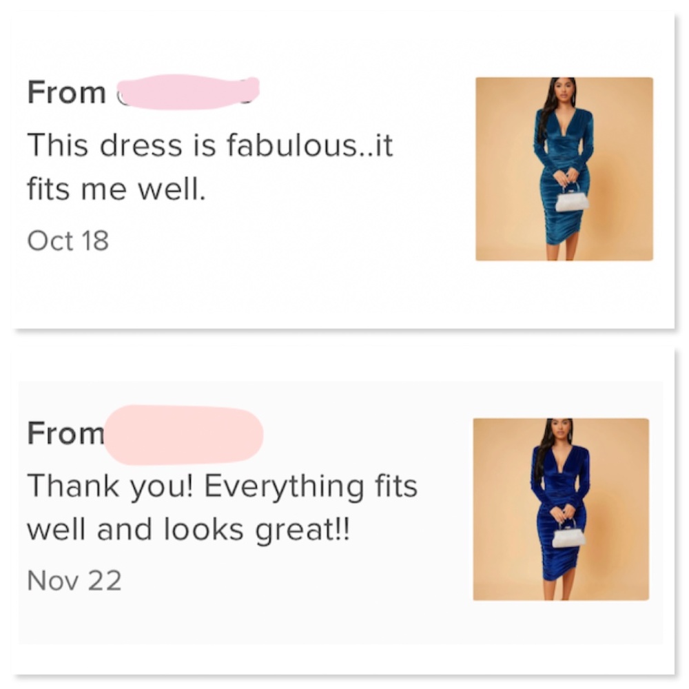 Deep V Neck Ruched Velvet Blue Long Sleeve Midi Dress - Picture 7 of 9